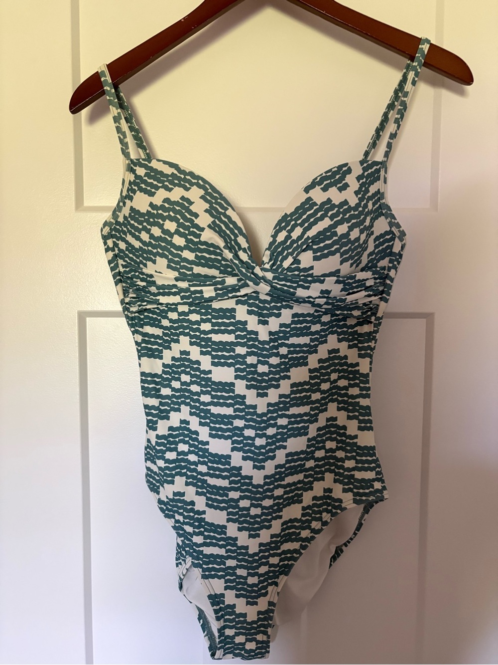 kate spade Teal and White One-Piece Swimsuit - L Large